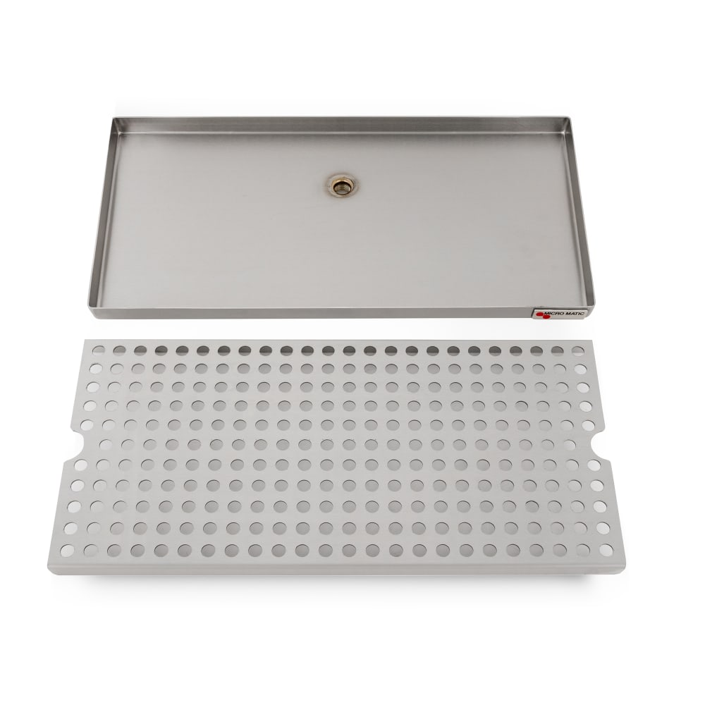 711-DP820D16 Surface Mount Drip Tray Trough w/ 5/8" Drain - 16"W x 8"D, Stainless...
