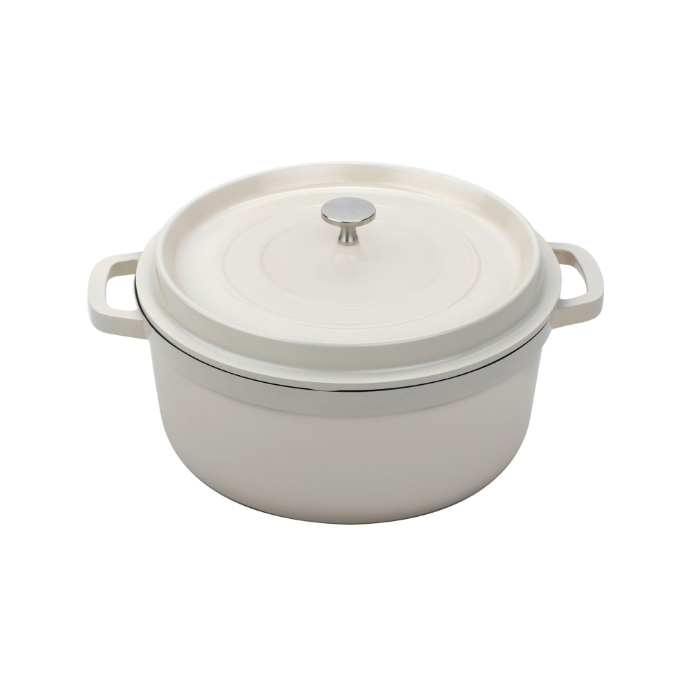 284-CA006AWHBKCC 6 1/2 qt Ceramic Coated Aluminum Dutch Oven, Antique White