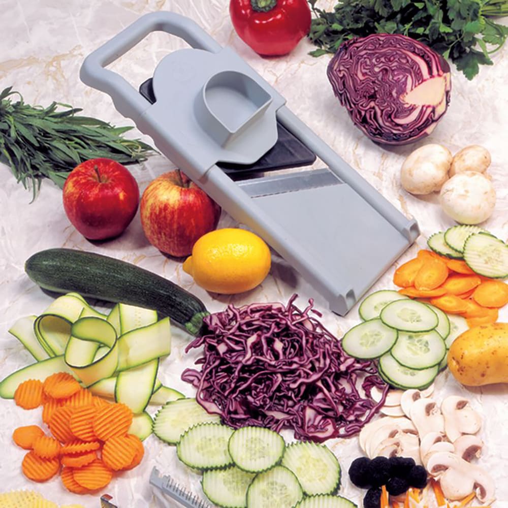 347-215040 Mandoline Slicer w/ Pusher & Adjustable Thickness - Stainless Steel Blades, Compos...