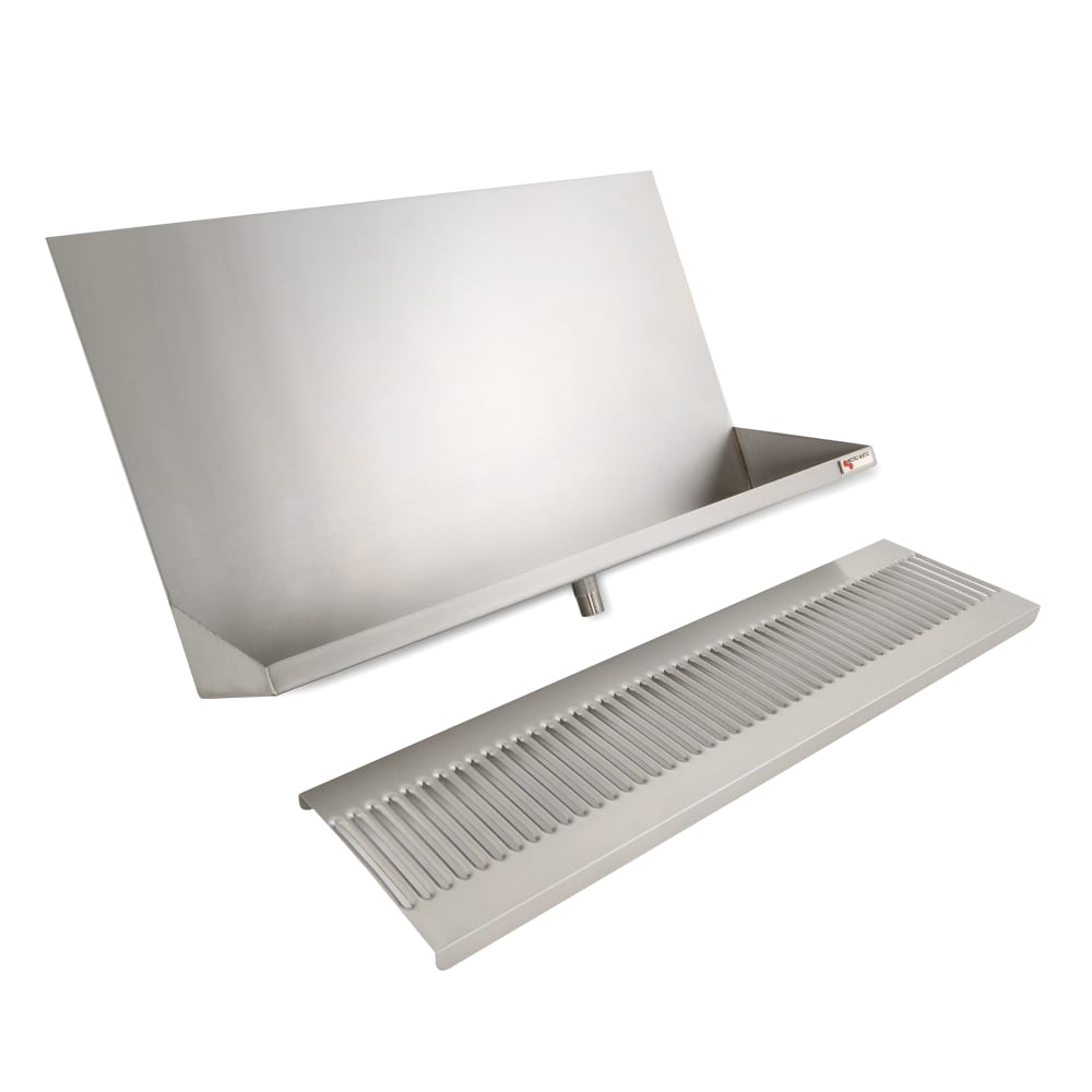 711-DP322ELD0 Wall Mount Drip Tray Trough w/ 1/2" Drain - 24"W x 6 3/8"D x 14&quot...