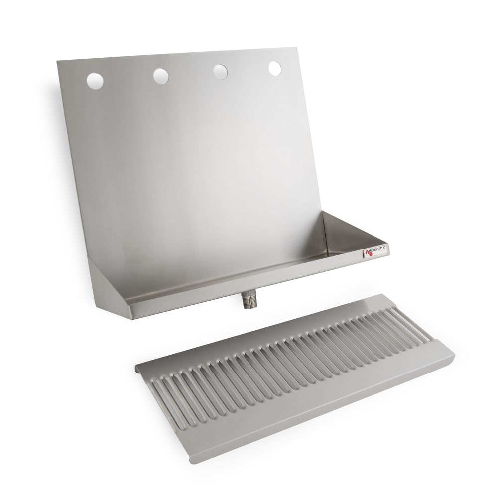 711-DP322LD4 Wall Mount Drip Tray Trough w/ 1/2" Drain - 16"W x 6 3/8"D x 14"...
