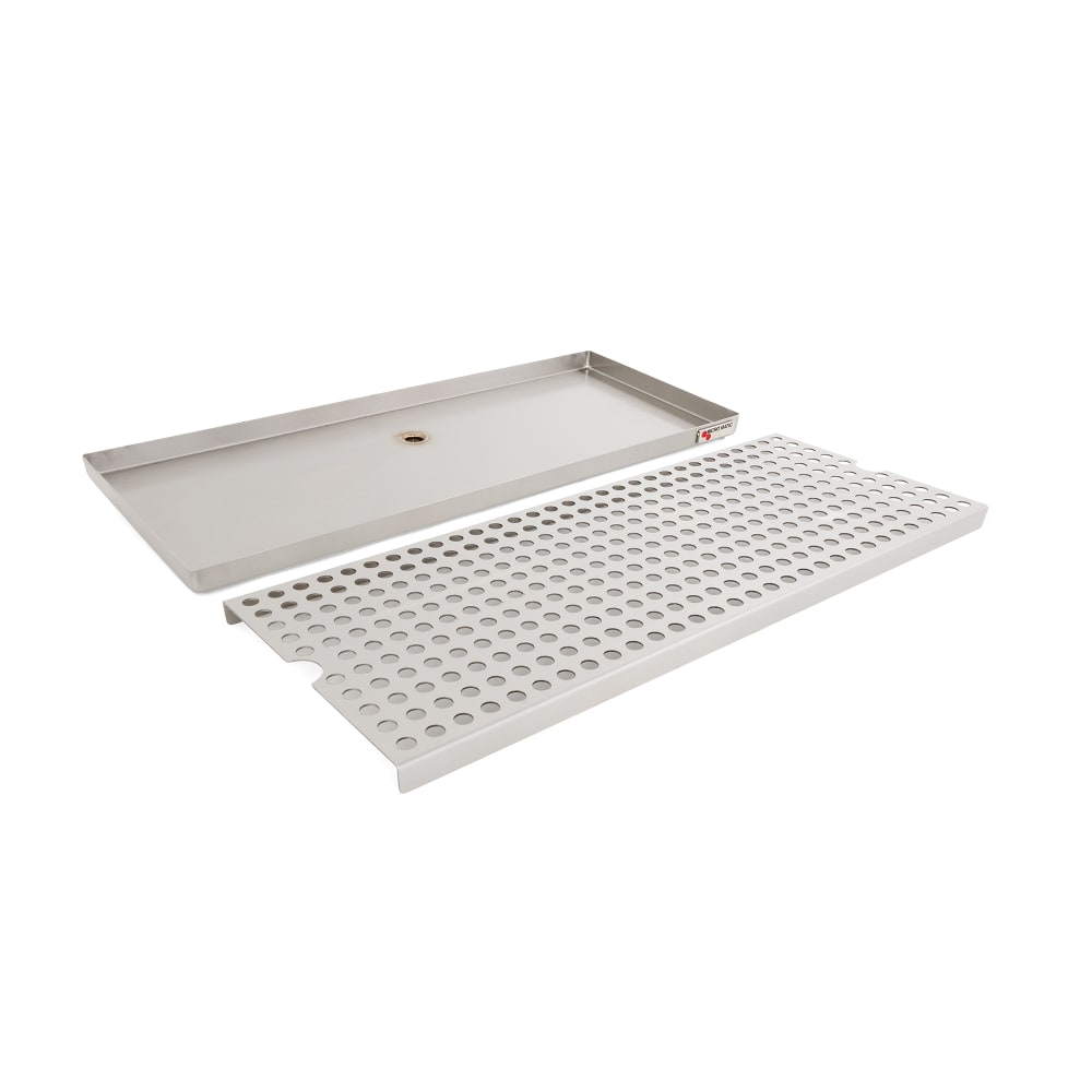 711-DP820D20 Surface Mount Drip Tray Trough w/ 5/8" Drain - 20"W x 8"D, Stainless...
