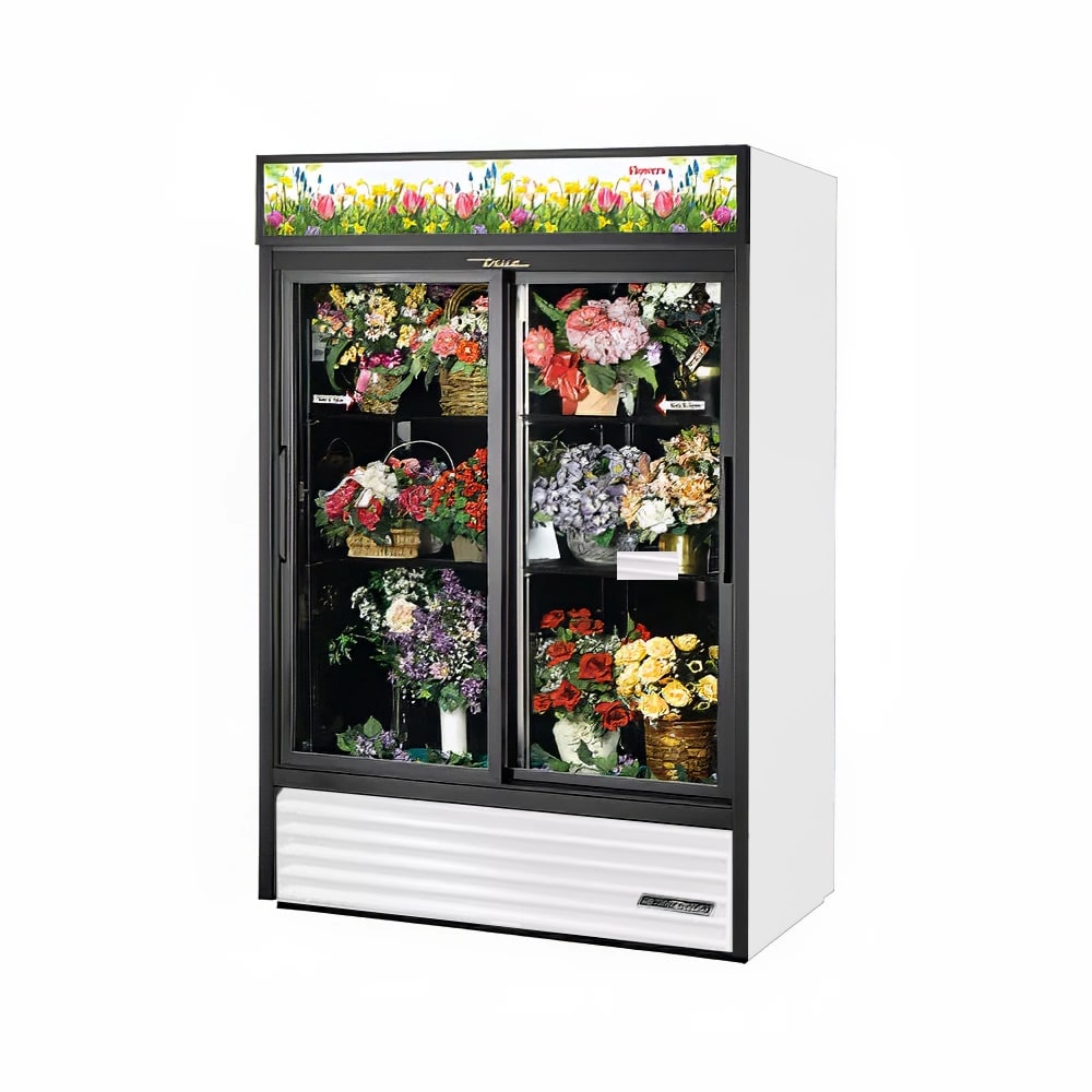 598-GDM47FCLDWHT 2 Section Floral Cooler w/ Sliding Door - White, 115v