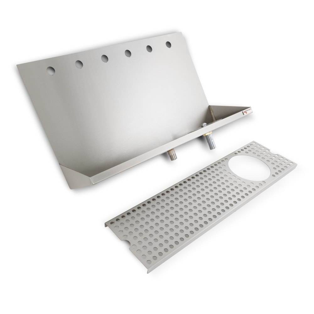 711-DP322ELD6GR Wall Mount Drip Tray Trough w/ Glass Rinser & 1/2" Drain - 24"W x 6...