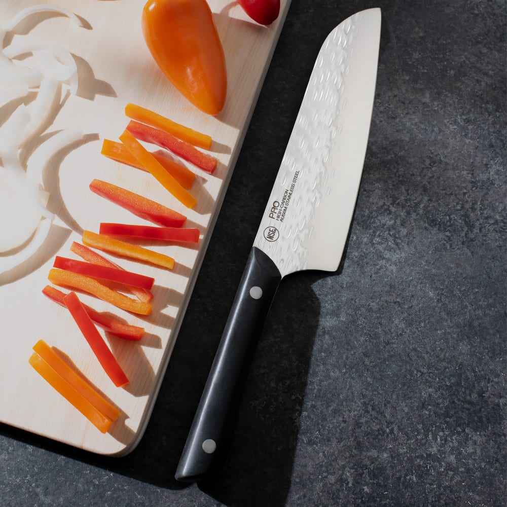 Kai Pro 7-Inch Santoku Knife — Japanese AUS6M Steel, Hammered Finish, NSF Certified - View #4