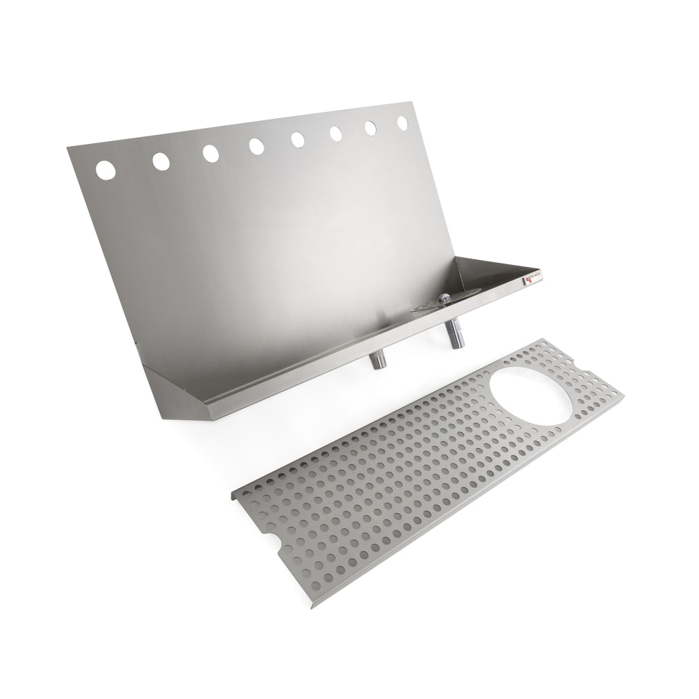 711-DP322ELD8GR Wall Mount Drip Tray Trough w/ Glass Rinser & 1/2" Drain - 24"W x 6...