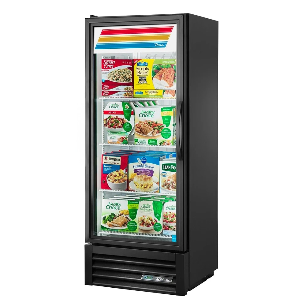 598-GDM12FBKLH 24 7/8" One Section Display Freezer w/ Left Hinged Swing Door - Bottom Mount...