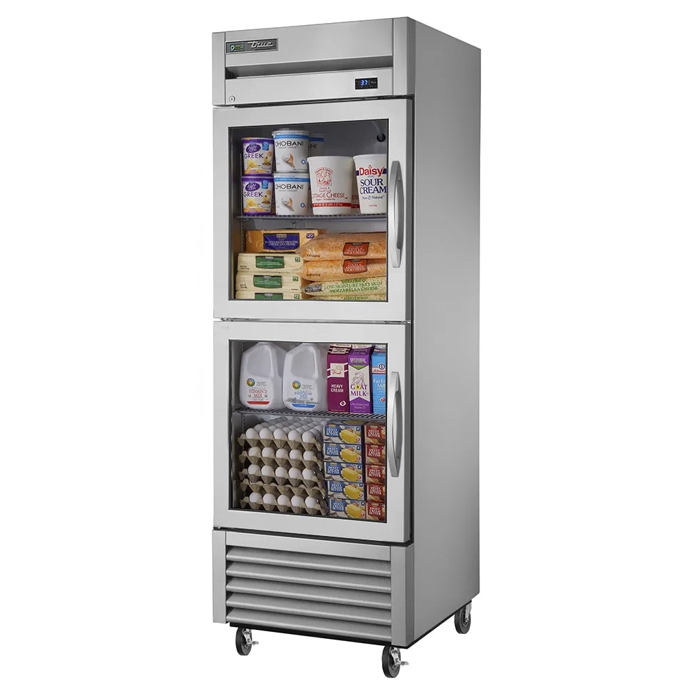 598-T23G2LH 27" One Section Reach In Refrigerator, 2 Left Hinge Glass Doors, 115v