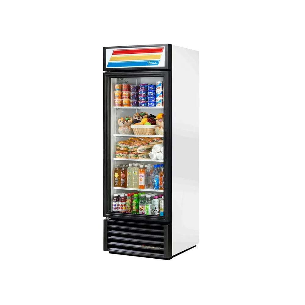 598-GDM23LH 27" GDM Series One Section Glass Door Merchandiser - (1) Left Hinged Door, White...