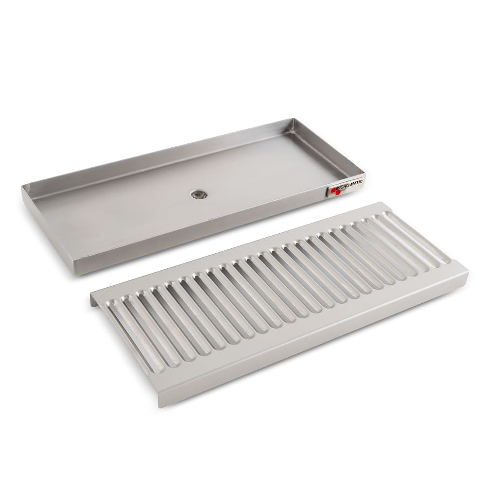 711-DP920D Surface Mount Drip Tray Trough w/ 5/8" Drain - 12"W x 7"D, Stainless St...