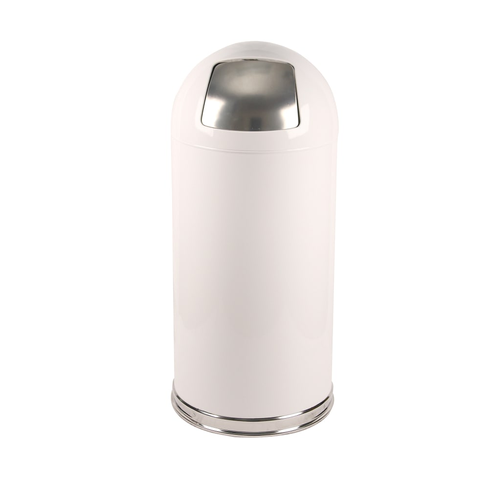 125-15DTWH 15 gal Indoor Decorative Trash Can - Metal, White