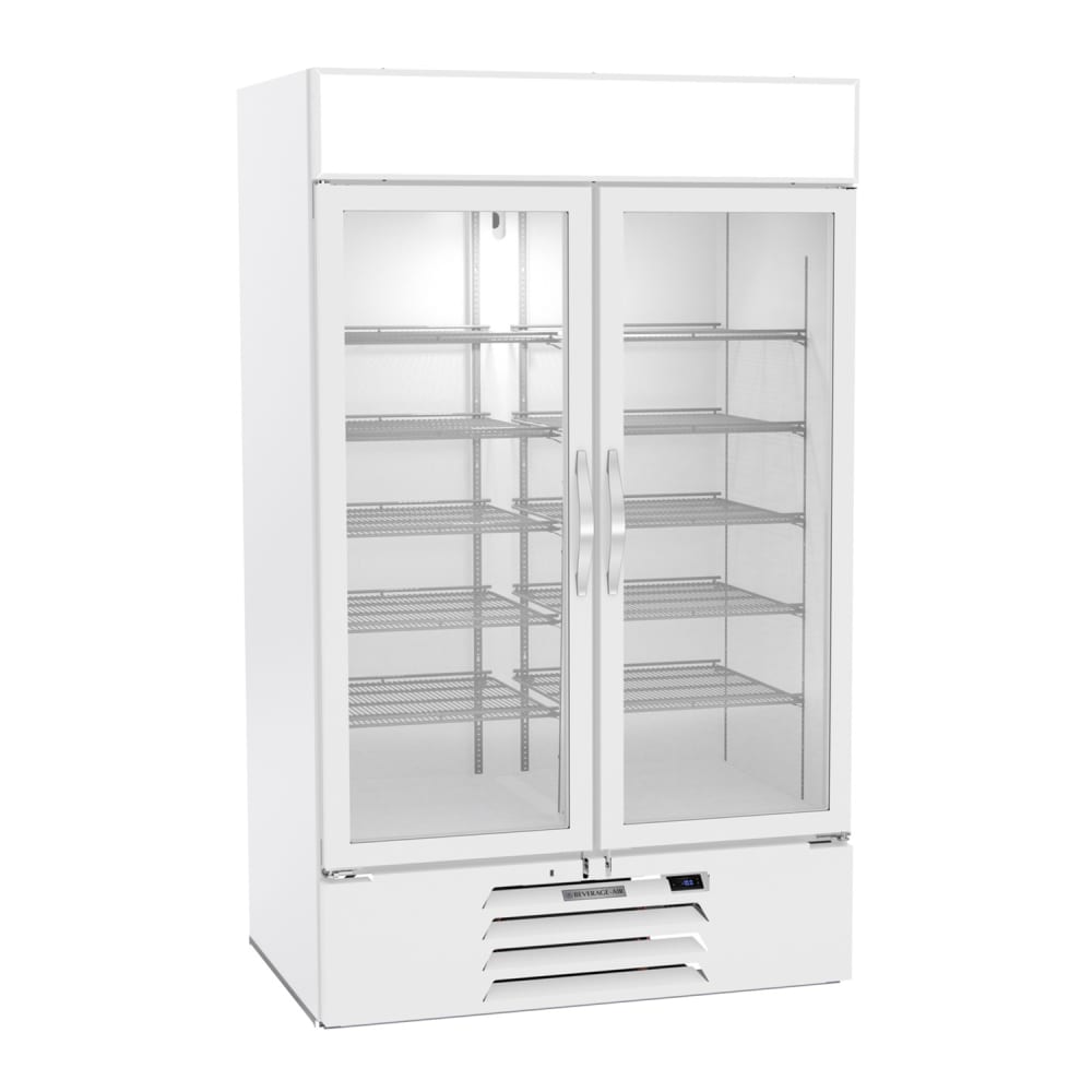 118-MMF44HC1WIQ 47" Two Section Display Freezer w/ Swing Doors - Bottom Mount Compressor, Wh...