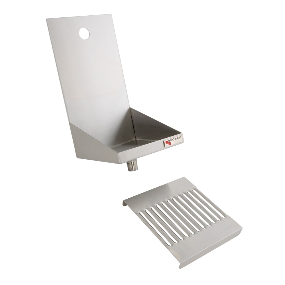 711-DP721D Wall Mount Drip Tray Trough w/ 1/2" Drain - 6"W x 6"D x 11"H, Stai...