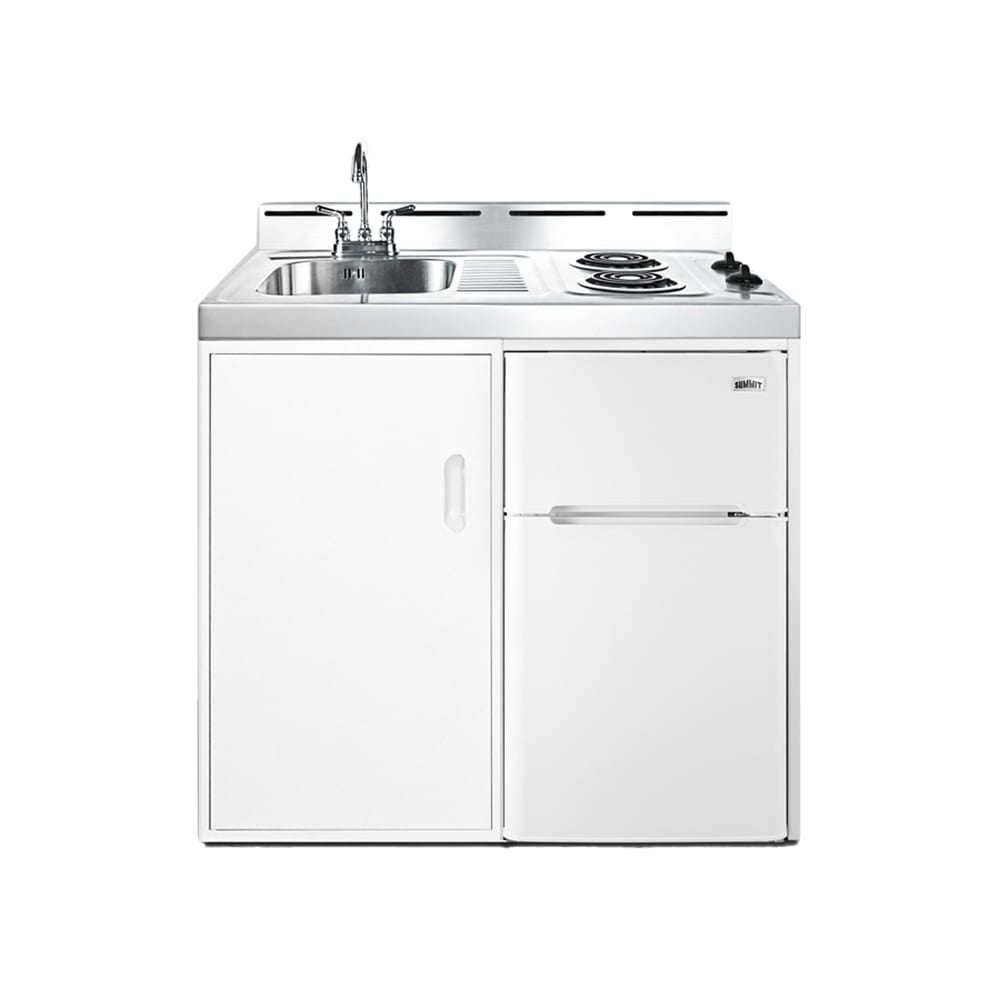 162-C39EL 39" Kitchenette w/ Sink, Cooktop, & Refrigerator/Freezer - White, 115v