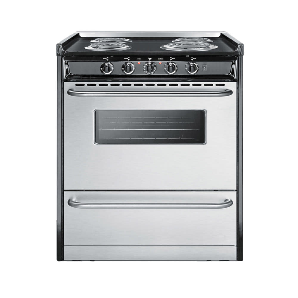 162-TEM210BRWY 30"W Electric Stove w/ (4) Burners - Black/Stainless, 220v/1ph