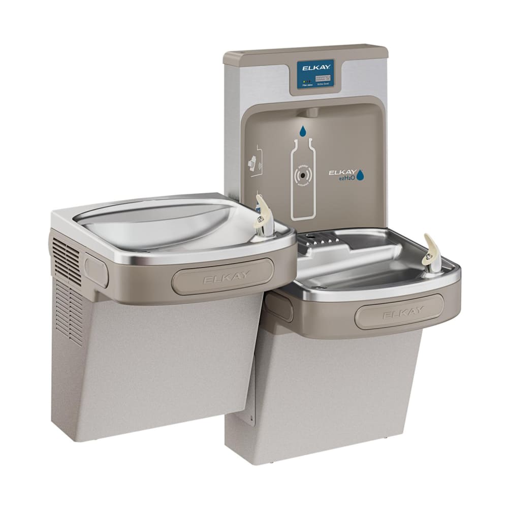 189-LZSTL8WSLK Wall Mount Bi Level Drinking Fountain w/ Bottle Filler - Filtered, Refrigerated, L...