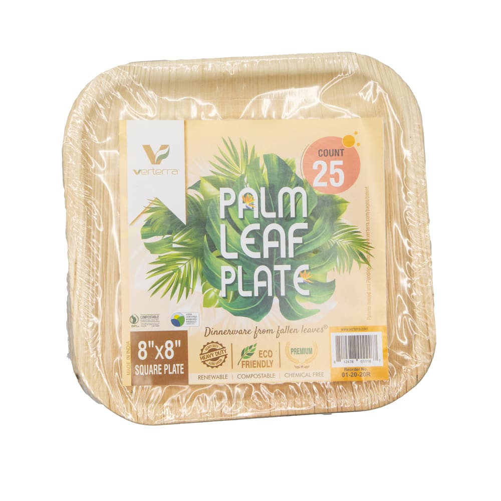 524-012020B 8" Square Disposable Palm Leaf Plate