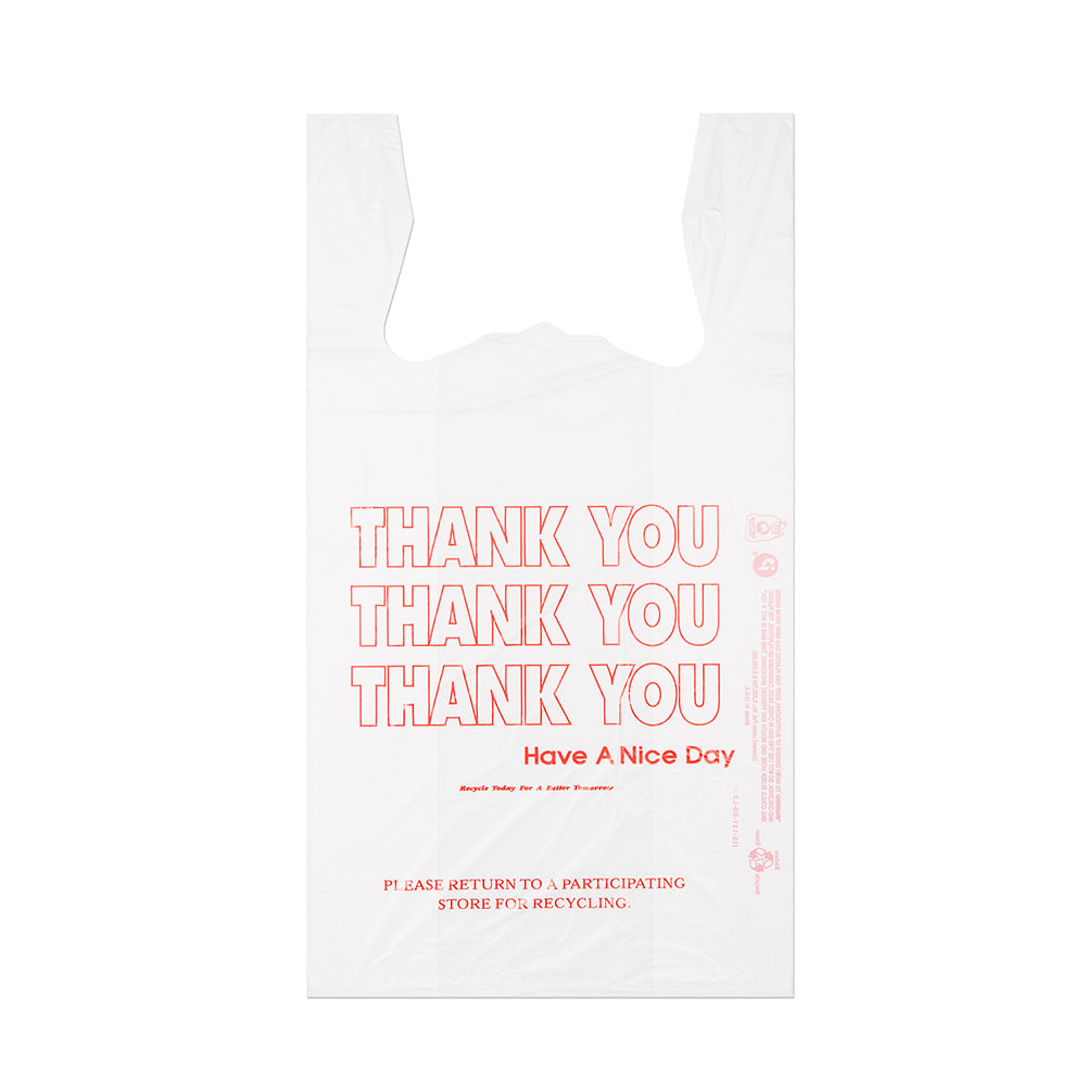 538-13672099 "Thank You" T Shirt Bag - 11.5" x 22", White