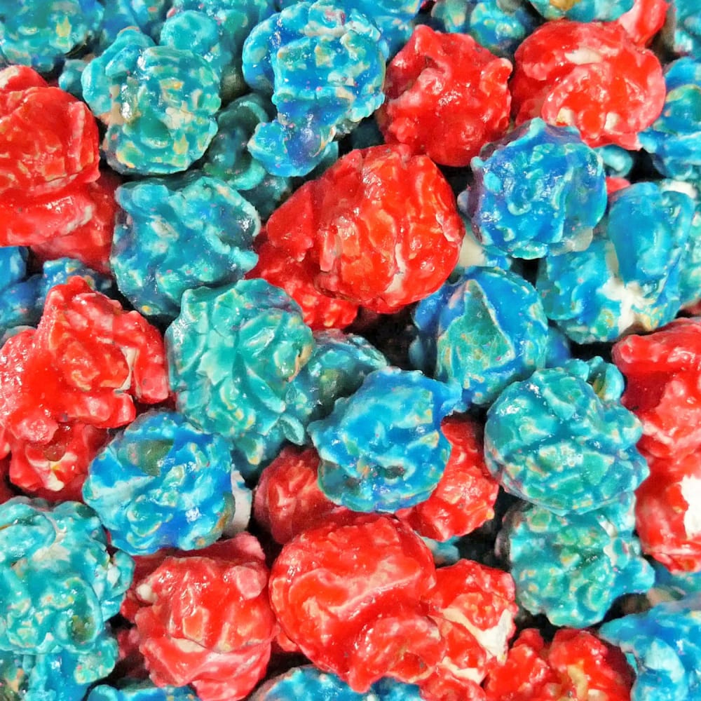 Gold Medal 3762 7 oz Bagged ICEE® Cherry & Blue Raspberry Popcorn
