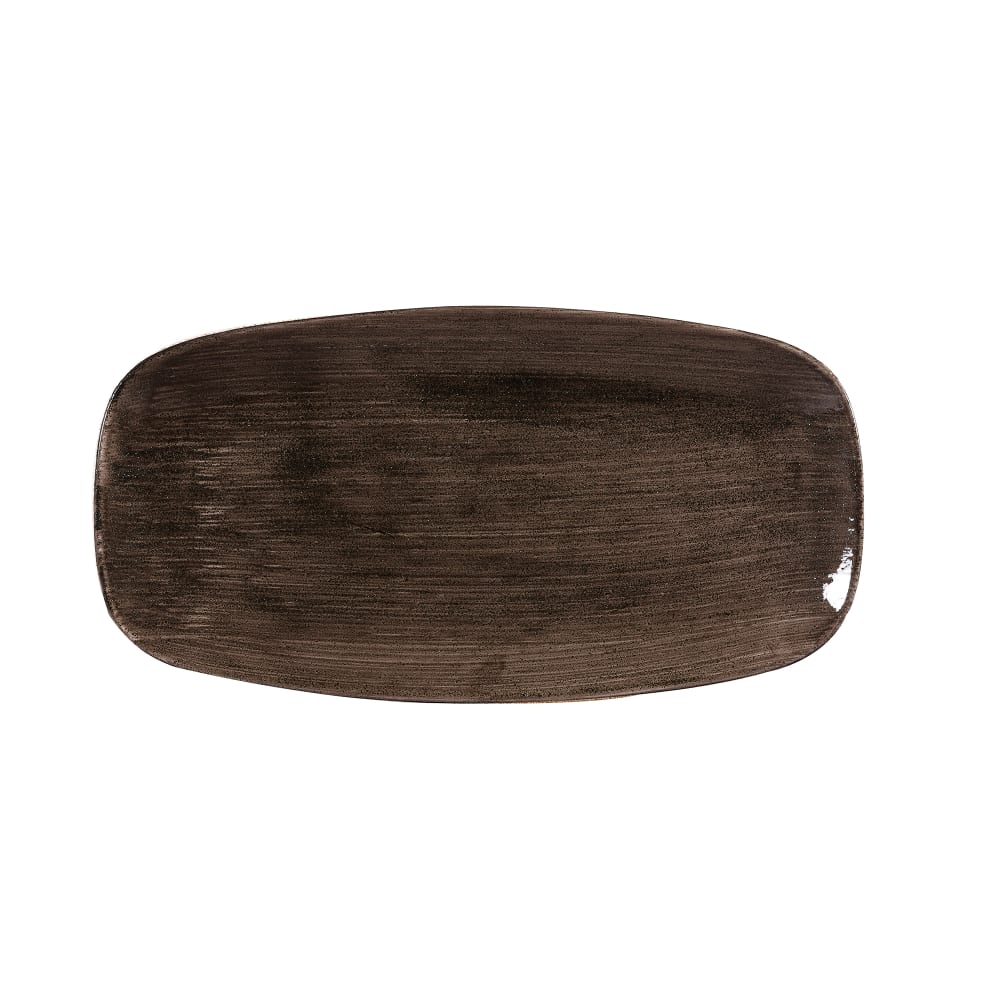 893-PAIBXO111 11 3/4" x 6" Rectangular Patina Chef's Platter - Ceramic, Iron Black