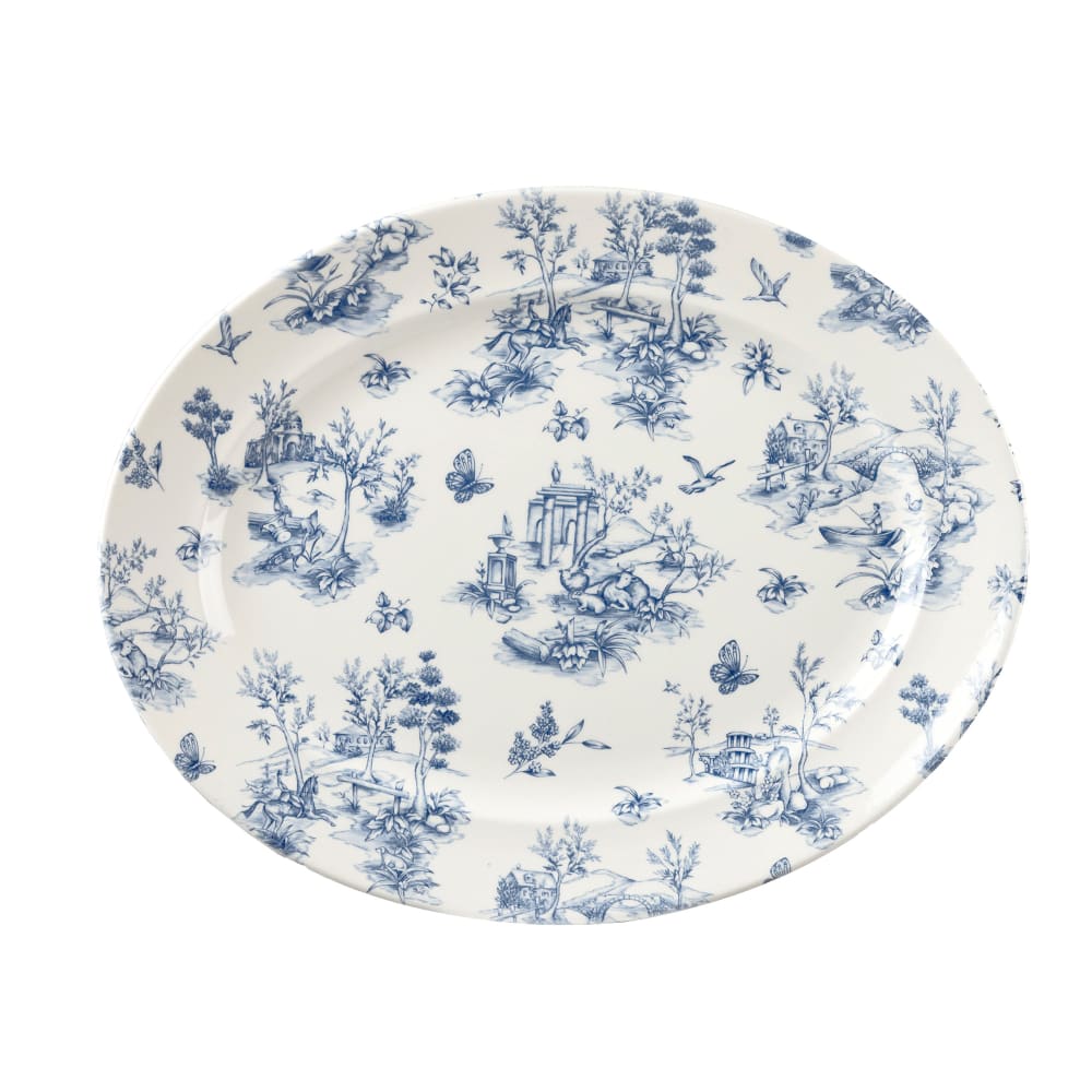 893-TOPRD141 14 3/8" x 11 1/2" Oval Vintage Prints Platter - Fine China, Toile Prague
