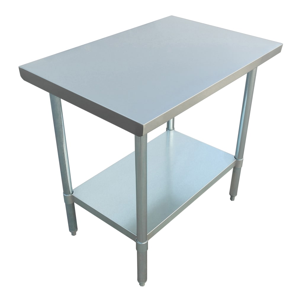 122-WT2436E 36" 16 ga Work Table w/ Undershelf & 430 Series Stainless Flat Top