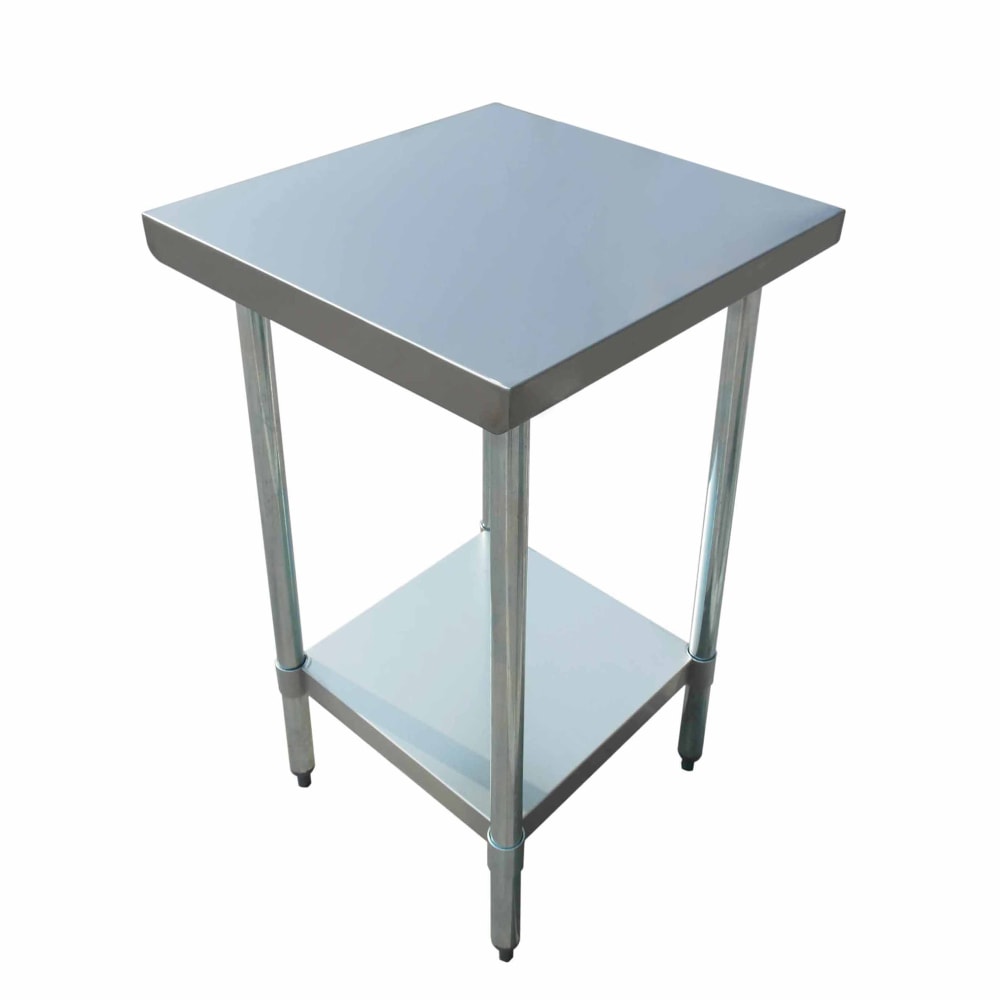 122-WT2424E 24" 16 ga Work Table w/ Undershelf & 430 Series Stainless Flat Top