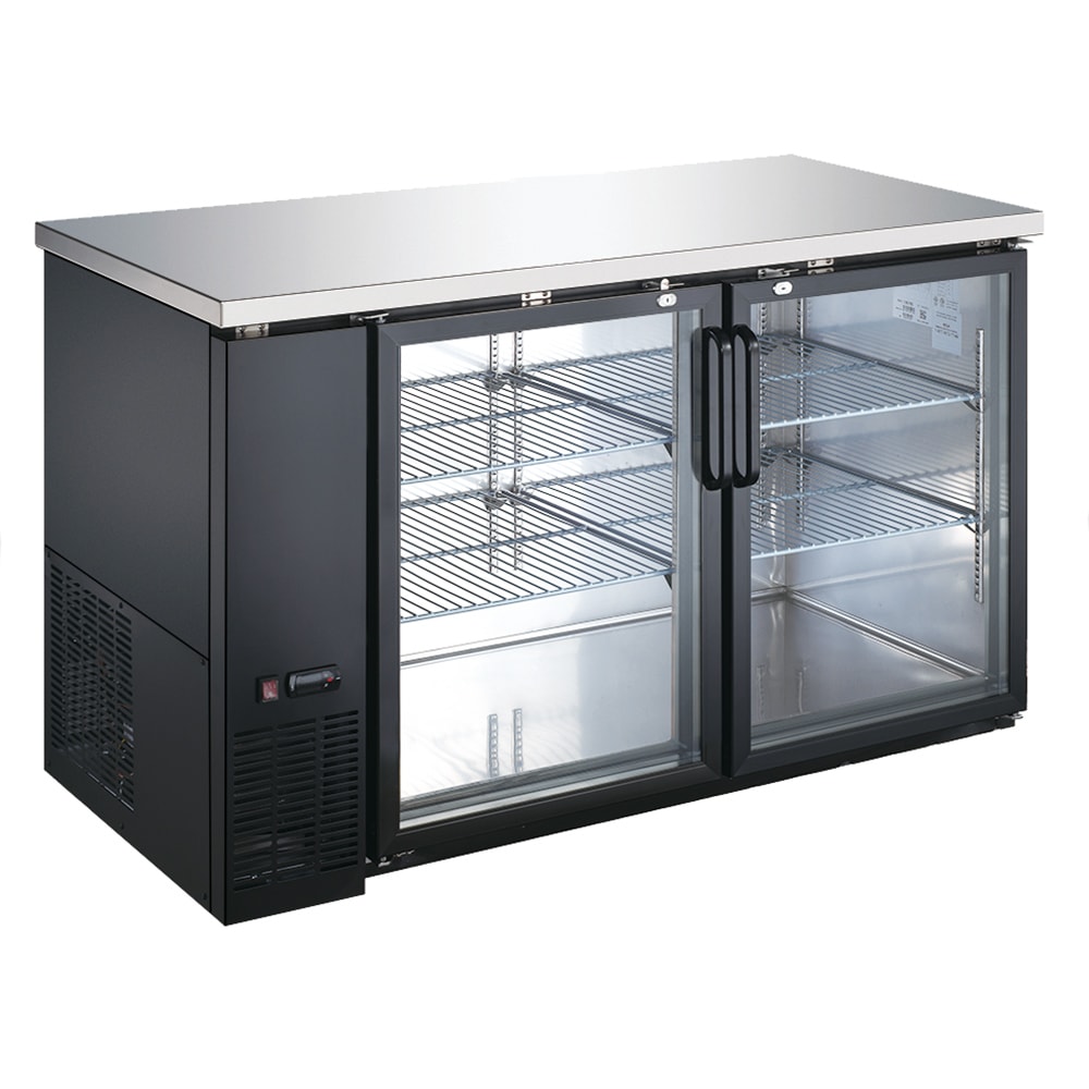 407-USBB5928G 59" Bar Refrigerator - 2 Swinging Glass Doors, Black, 115v