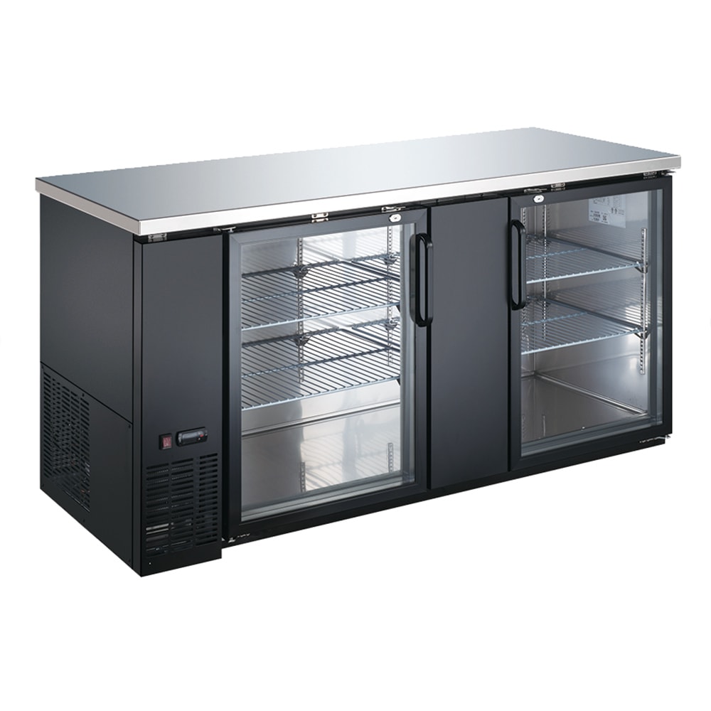 407-USBB6928G 69" Bar Refrigerator - 2 Swinging Glass Doors, Black, 115v