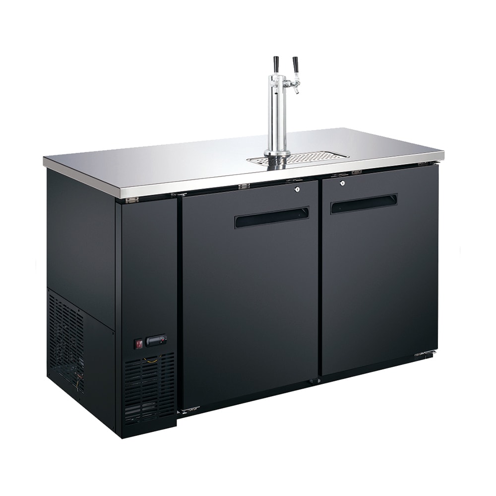 407-USBD59282 59" Kegerator Beer Dispenser w/ (2) Keg Capacity - (1) Column, Black, 115v