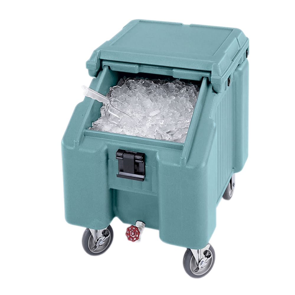144-ICS100L4S401 100 lb SlidingLid™ Insulated Mobile Ice Caddy - Plastic, Slate Blue