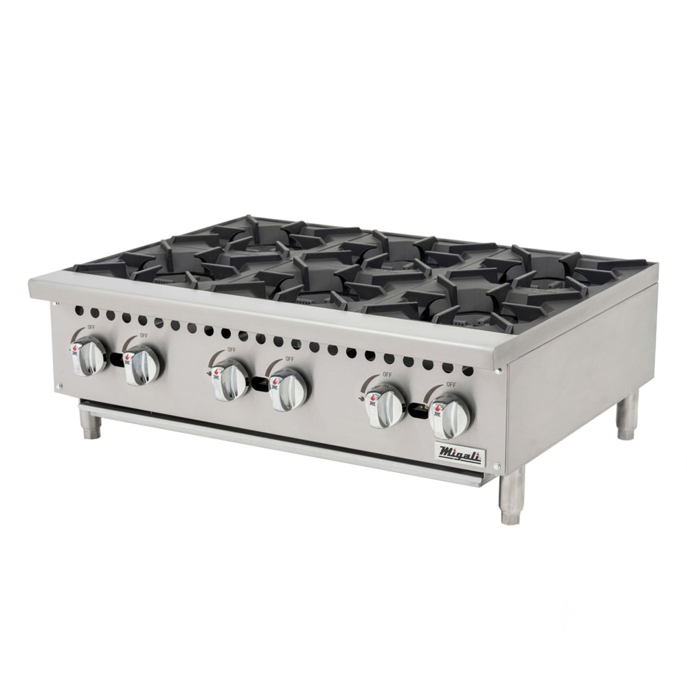 338-CHP636 12" Gas Hotplate w/ (2) Burners & Manual Controls, Convertible
