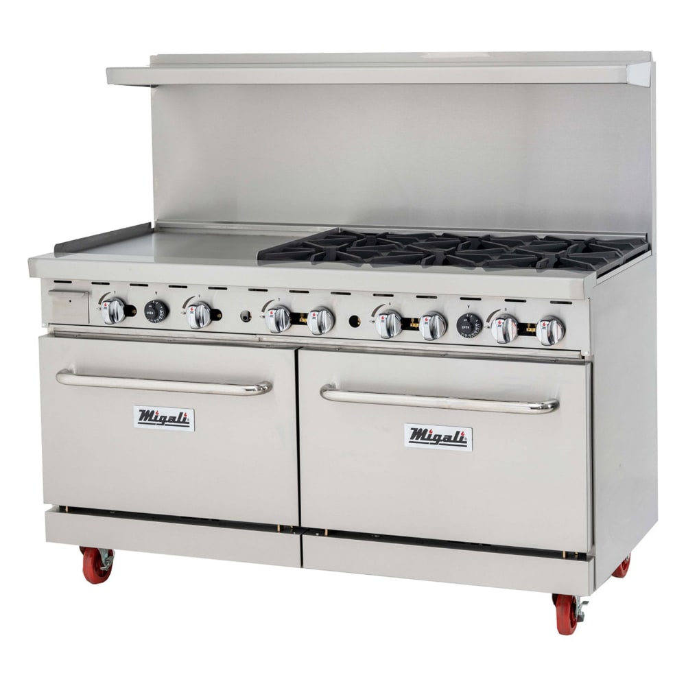 338-CRO624GLLP 60" 6 Burner Gas Range w/ Griddle & (2) Standard Ovens, Liquid Propane