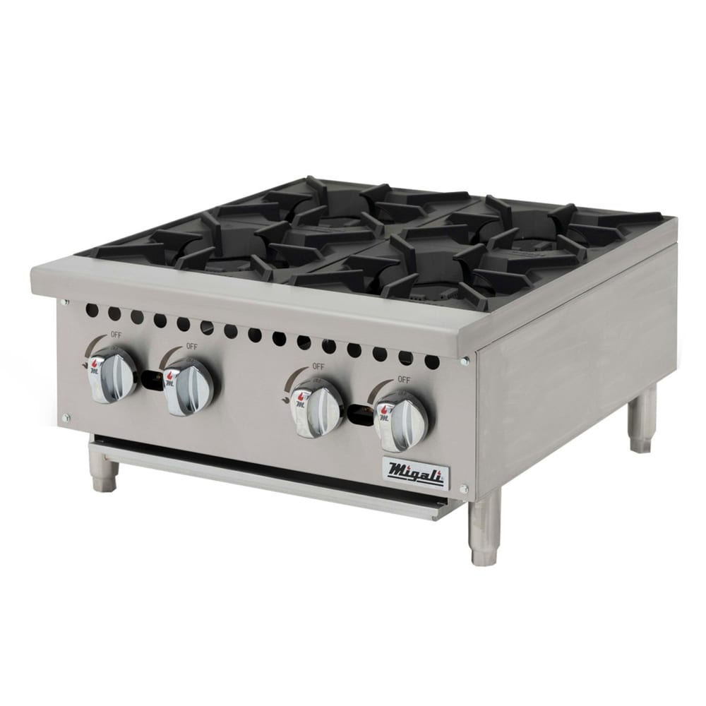 338-CHP424 12" Gas Hotplate w/ (2) Burners & Manual Controls, Convertible