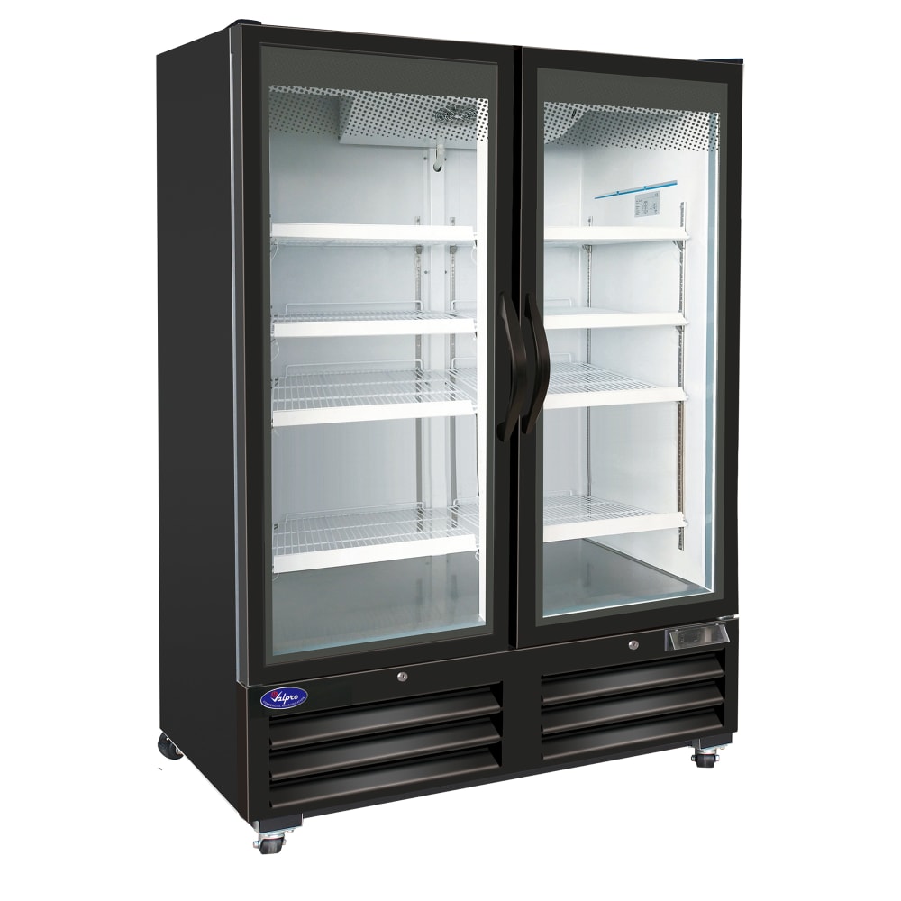 970-VP2F48M 54" Two Section Display Freezer w/ Swing Door - Bottom Mount Compressor, Black,...