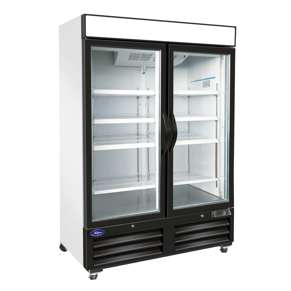 970-VP2F48 54" Two Section Display Freezer w/ Swing Doors - Bottom Mount Compressor, White,...