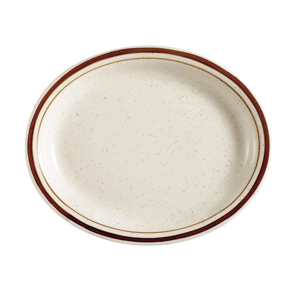 130-AZ13 11 1/2" x 9" Oval Arizona Platter - Ceramic, Brown/White