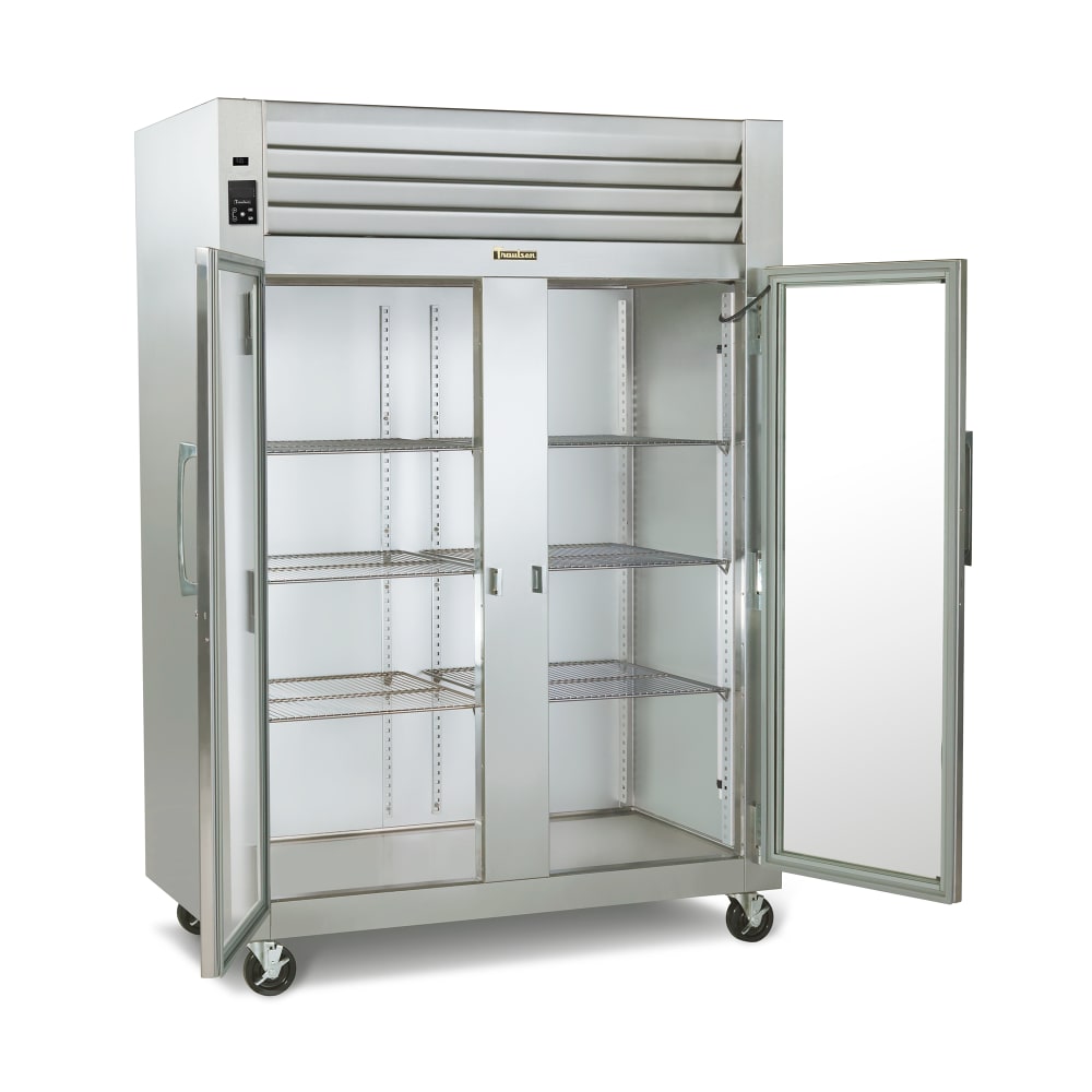 206-G21010 52 1/10" Two Section Reach In Refrigerator, (2) Left/Right Hinge Glass Doors, 115...