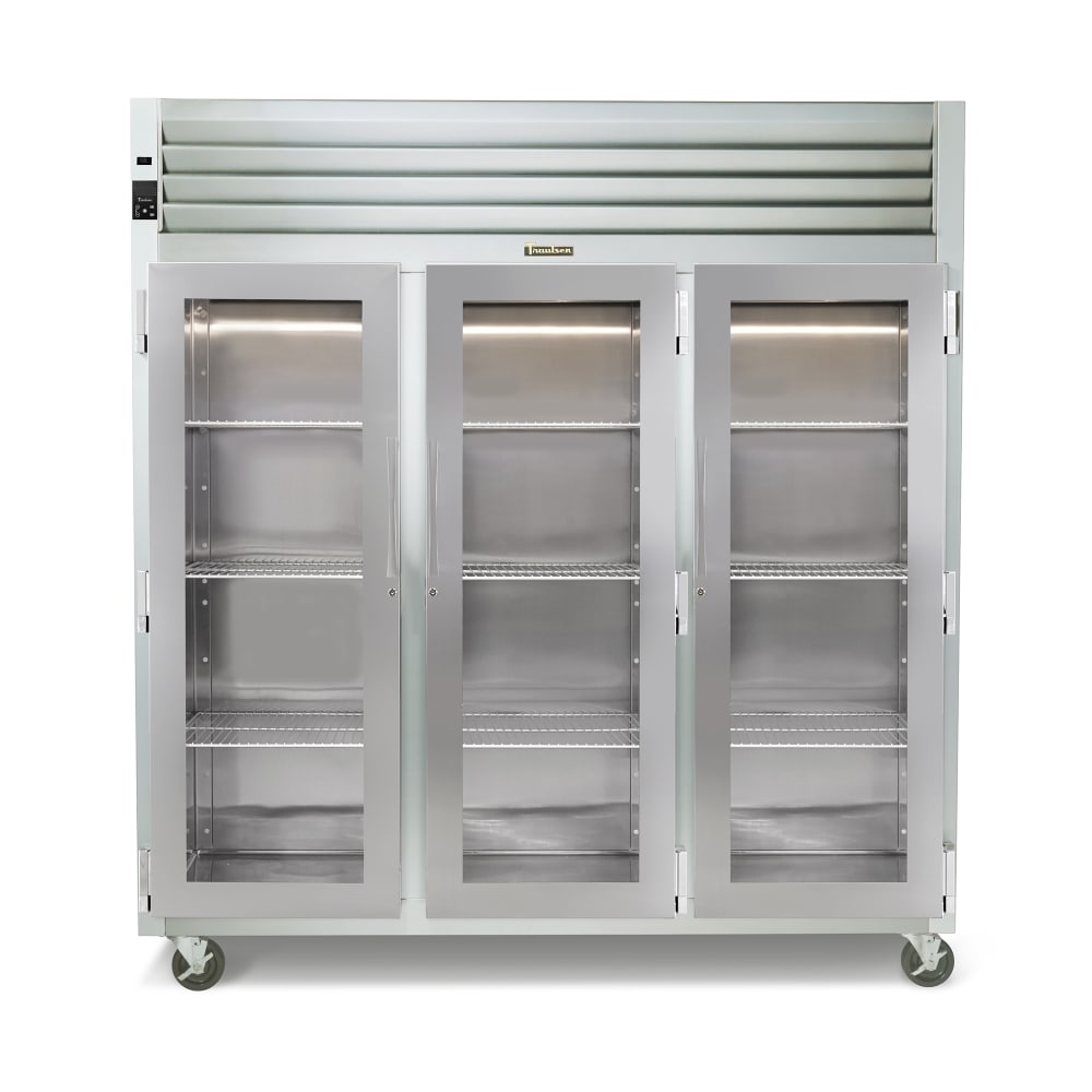 206-G32003 76" Three Section Reach In Refrigerator, (6) Left Hinge Glass Doors, 115v