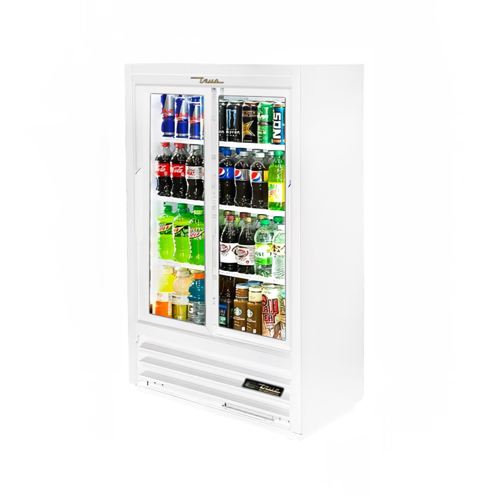 598-GDM33SSL56WHT 36" GDM Series Two Section Glass Door Merchandiser - (2) Sliding Doors, Wh...