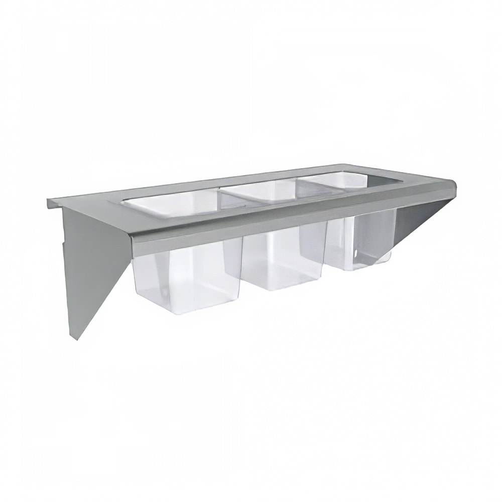 207-CONRAIL24 Condiment Rail Only for (3) Sixth-Size & (1) Third-Size Pans