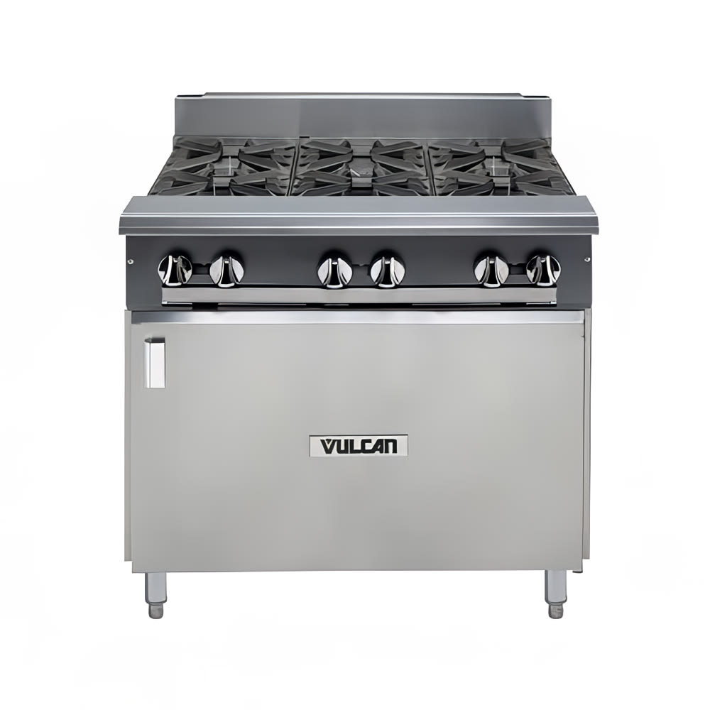 207-V6B36BNG 36" 6 Burner Gas Range w/ Storage Base, Natural Gas