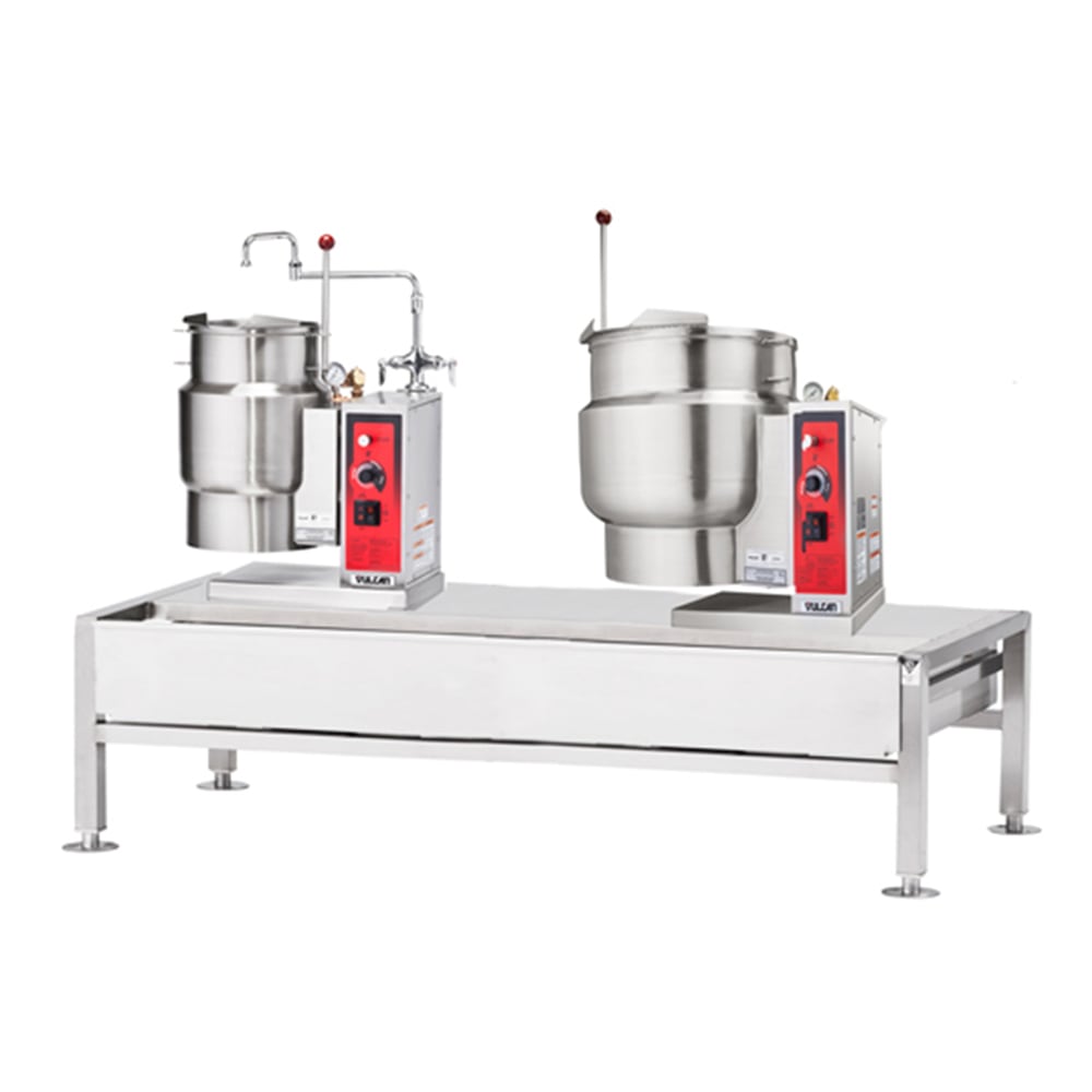 207-VEKT646122303 (1) 6 gal & (1) 12 gal Steam Kettles & Stand Assembly - Manual Tilt, 2/...