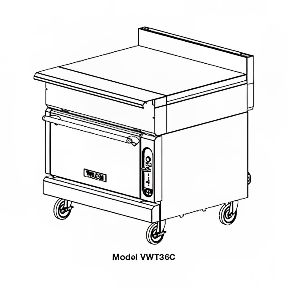 207-VWT36CLP 36" Heavy Duty Range, Range Line Work Surface, Convection Oven, Liquid Propane