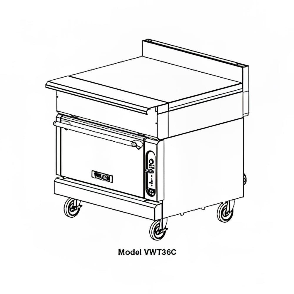 207-VWT36CNG 36" Heavy Duty Range, Range Line Work Surface, Convection Oven, Natural Gas