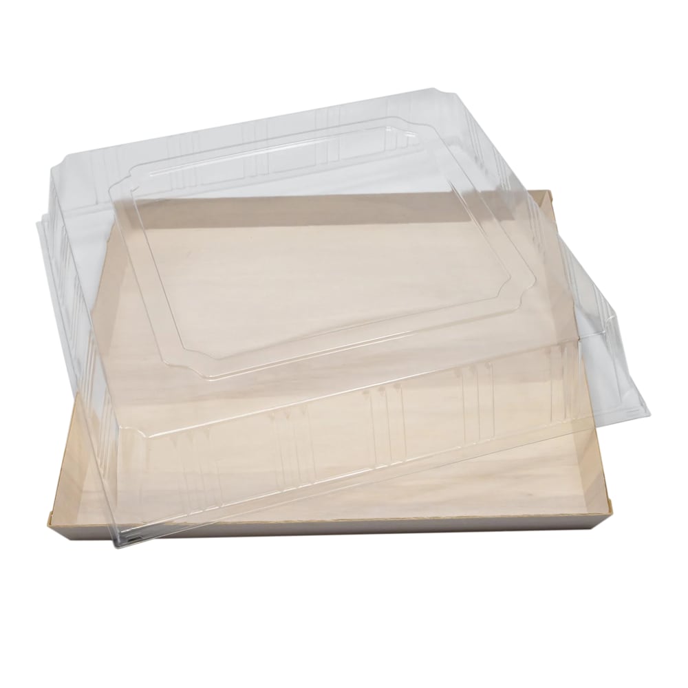 524-TGCT12X12 Disposable To Go Box w/ Locking Lid - 12" x 12" x 1", Balsa Wood/RPE...