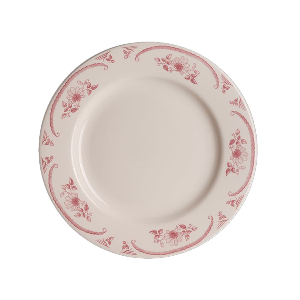 179-HL2082 11 1/8" Round American Rose Plate - China, Ivory