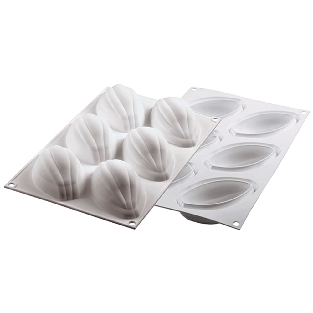330-CURVECACAO120 Cacao Mold w/ 6 Sections - Silicone, White