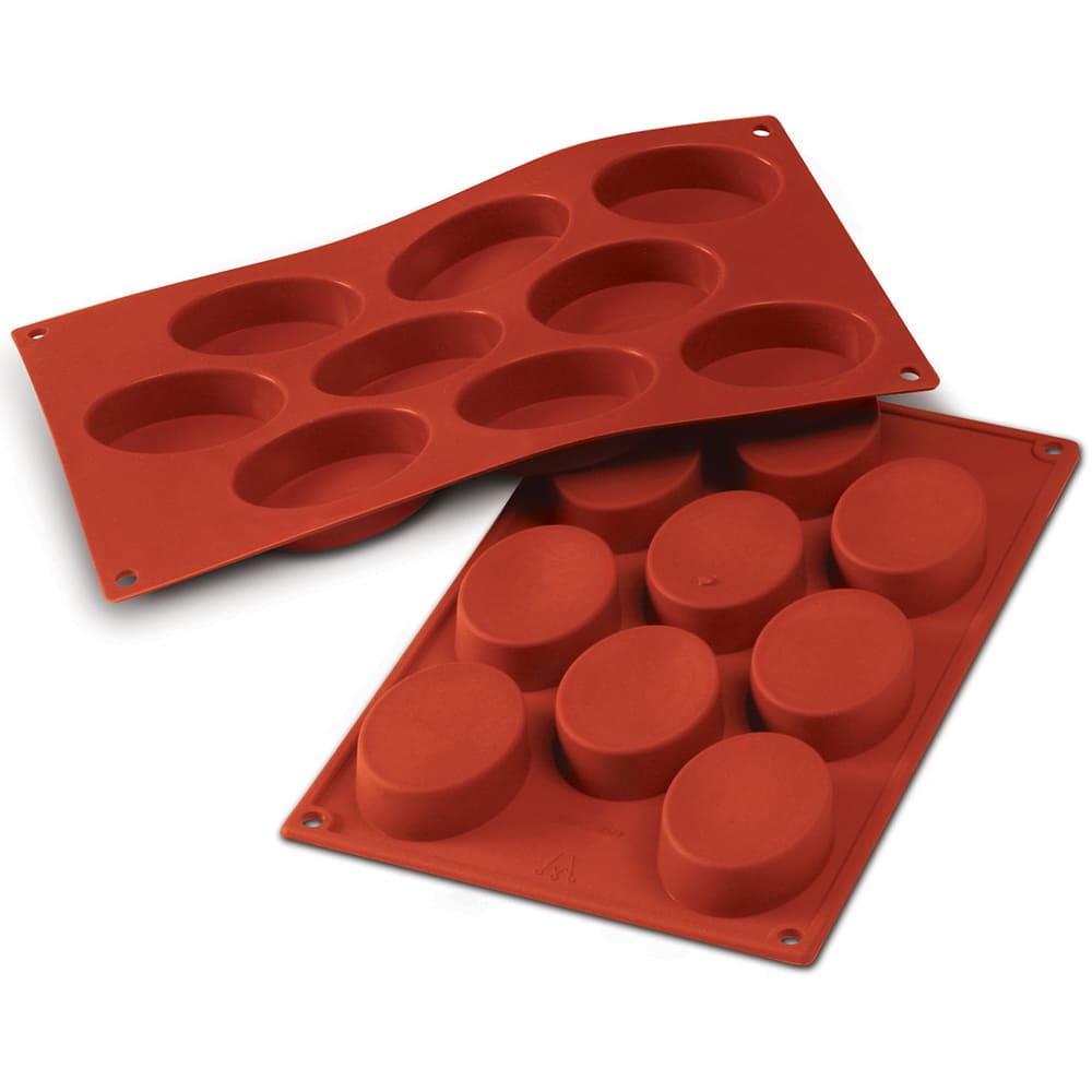 330-SF018 Oval Mold w/ 9 Sections - Silicone, Red