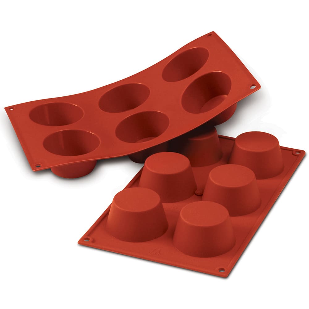 330-SF023 Medium Muffin Mold w/ 6 Sections - Silicone, Red